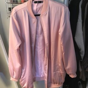 MISSGUIDED PINK SATIN BOMBER